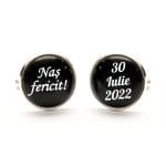 Butoni Personalizati, Nas, Nunta, Argintiu, 18x16 mm, BMN020