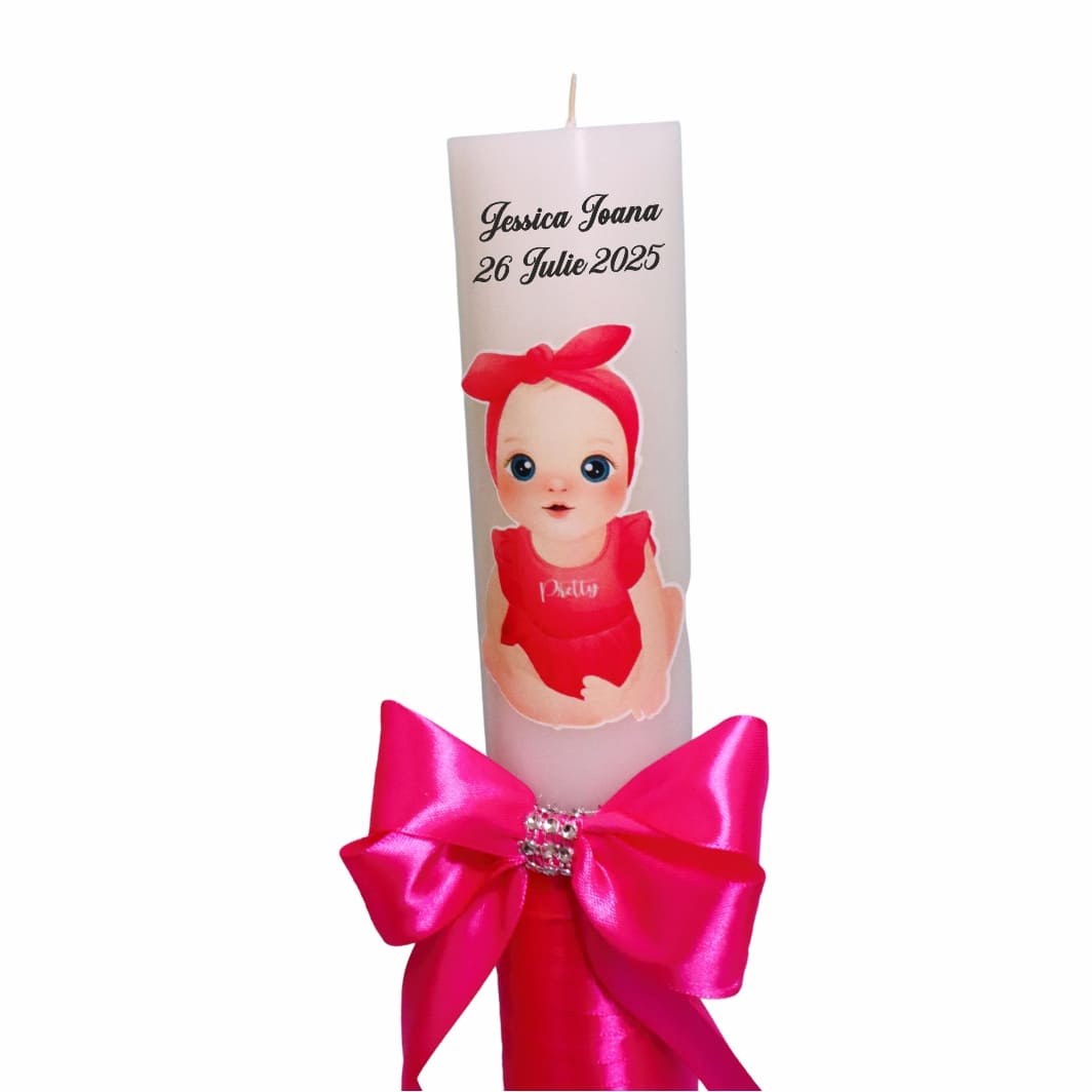 LMB011.... Lumanare Botez, Personalizata, Baby Girl, Roz, 35 cm, LMB011 - imagine 2