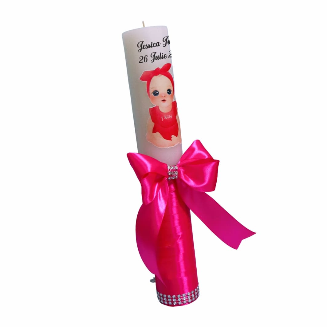 LMB011. Lumanare Botez, Personalizata, Baby Girl, Roz, 35 cm, LMB011 - imagine 4