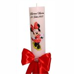 Lumanare Botez, Personalizata, Minnie Mouse, Rosu, 35 cm, LMB035 - imagine 2