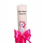 Lumanare Botez, Personalizata, Pisica Marrie, Roz, 35 cm, LMB037 - imagine 2