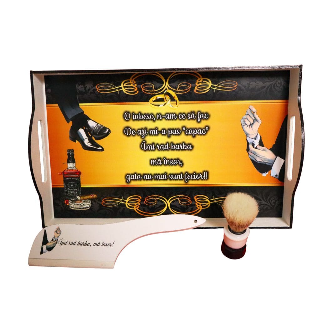 SGMRD002,,, Set Gatit Mire, Nunta, 3 Piese, Lemn, Auriu, Galben, 22x35cm, SGMRD002 - imagine 4