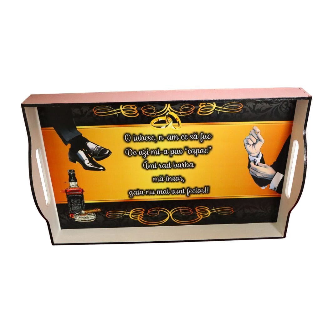 SGMRD002,, Set Gatit Mire, Nunta, 3 Piese, Lemn, Auriu, Galben, 22x35cm, SGMRD002 - imagine 5