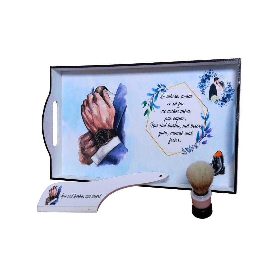 SGMRD004,,, Set Gatit Mire, Nunta, 3 Piese, Lemn, Albastru Royal, 22x35cm, SGMRD004 - imagine 3