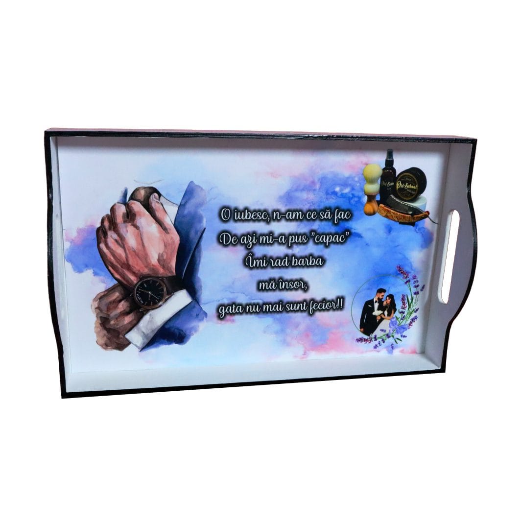 SGMRD005, Set Gatit Mire, Nunta, 3 Piese, Lemn, Mov, Lavanda, 22x35cm, SGMRD005 - imagine 4