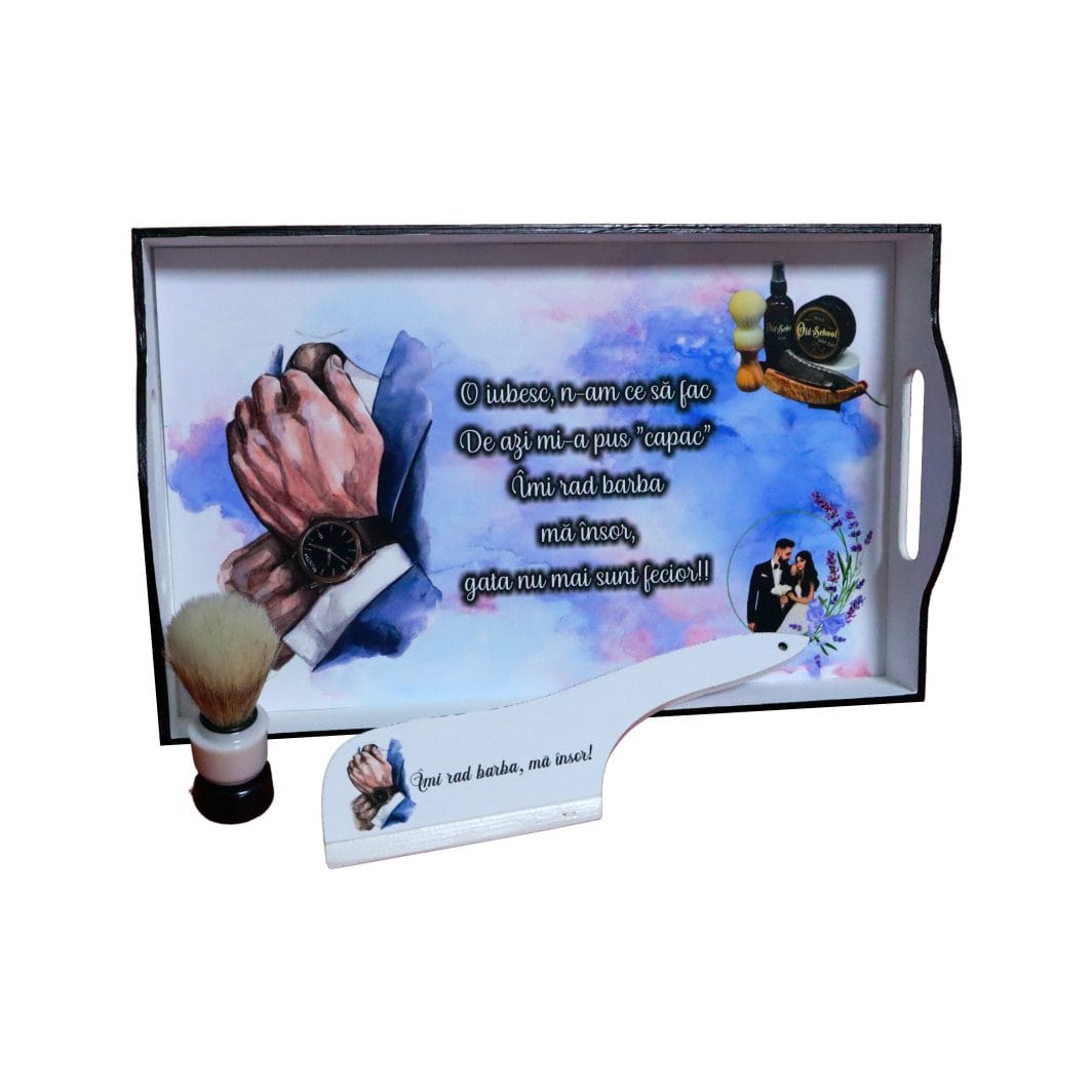 SGMRD005,,, Set Gatit Mire, Nunta, 3 Piese, Lemn, Mov, Lavanda, 22x35cm, SGMRD005 - imagine 3