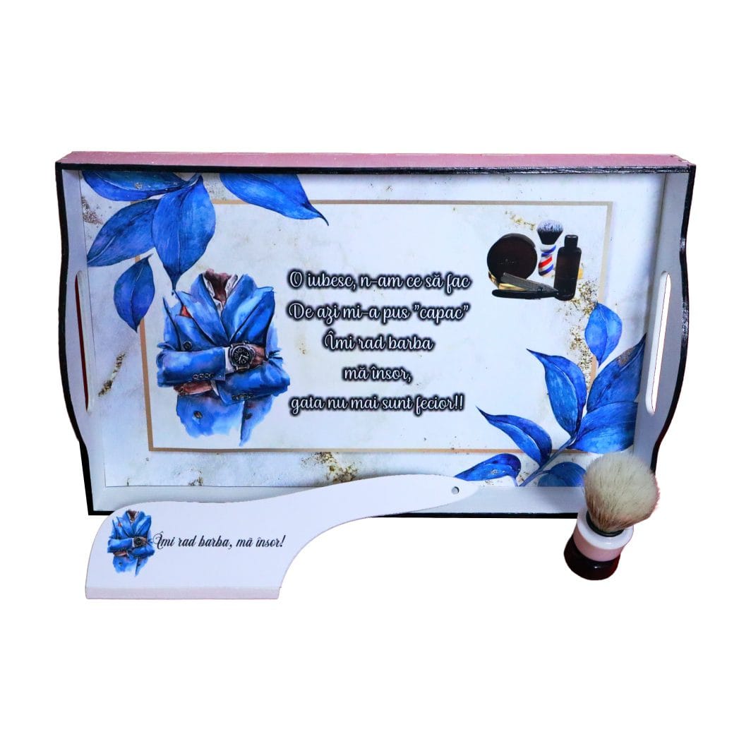 SGMRD006,, Set Gatit Mire, Nunta, 3 Piese, Lemn, Albastru Royal, 22x35cm, SGMRD006 - imagine 1