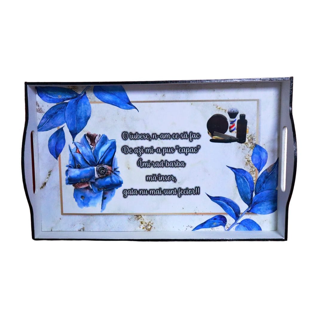 SGMRD006 Set Gatit Mire, Nunta, 3 Piese, Lemn, Albastru Royal, 22x35cm, SGMRD006 - imagine 2