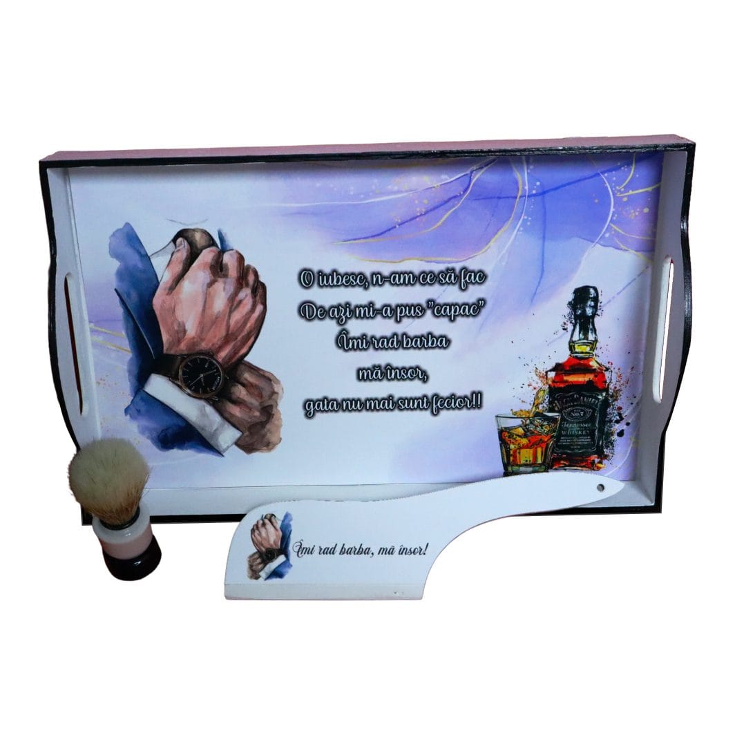 SGMRD007,, Set Gatit Mire, Nunta, 3 Piese, Lemn, Mov, 22x35cm, SGMRD007 - imagine 4