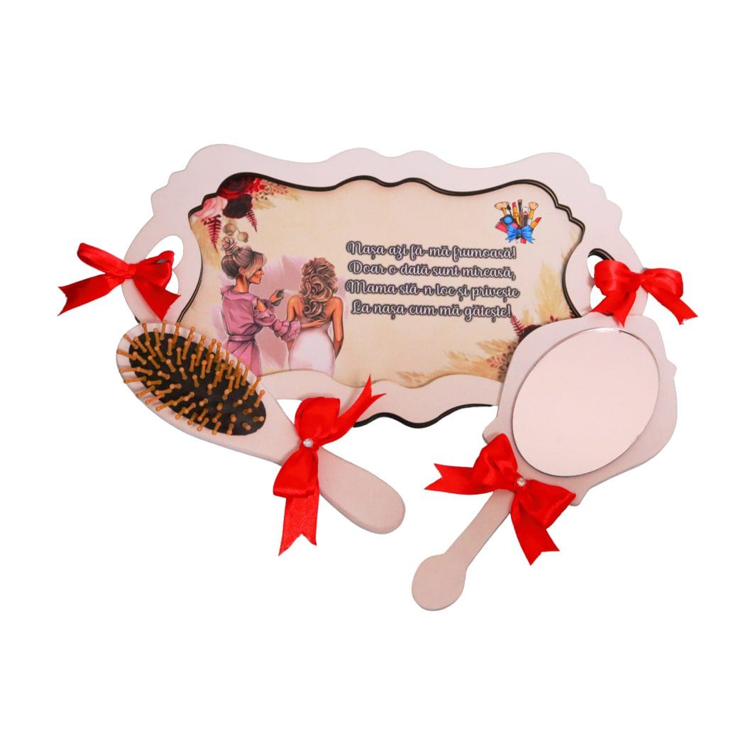 SGMRSD021,, Set Gatitul Miresei, Nunta, 3 Piese, Lemn, Rosu, 22x36cm, SGMRSD021 - imagine 4