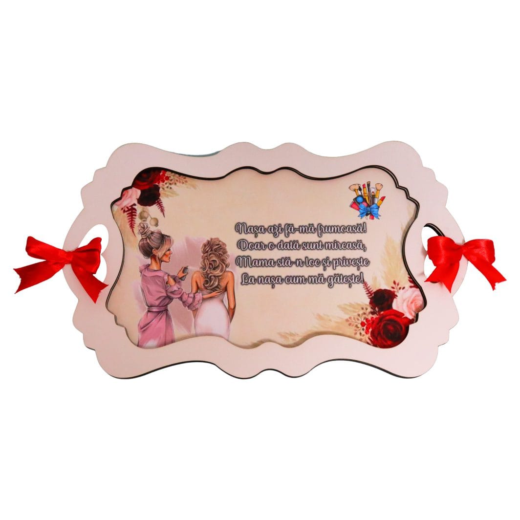 SGMRSD021 Set Gatitul Miresei, Nunta, 3 Piese, Lemn, Rosu, 22x36cm, SGMRSD021 - imagine 2