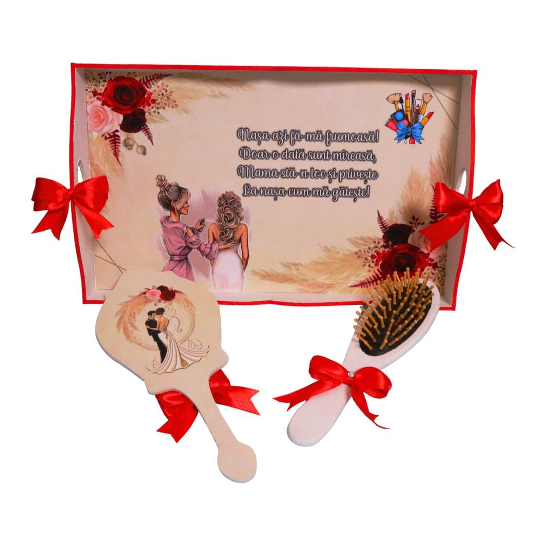 SGMRSD022,,, Set Gatitul Miresei, Nunta, 3 Piese, Rosu, 22x35cm, SGMRSD022 - imagine 1