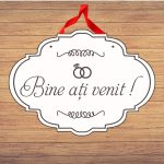 Pancarta Bine Ati Venit, Nunta, Alb, 40x29cm, PNBV008 - imagine 3