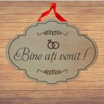 Pancarta Bine Ati Venit, Nunta, Lemn Natur, 40x29cm, PNBV009 - imagine 3
