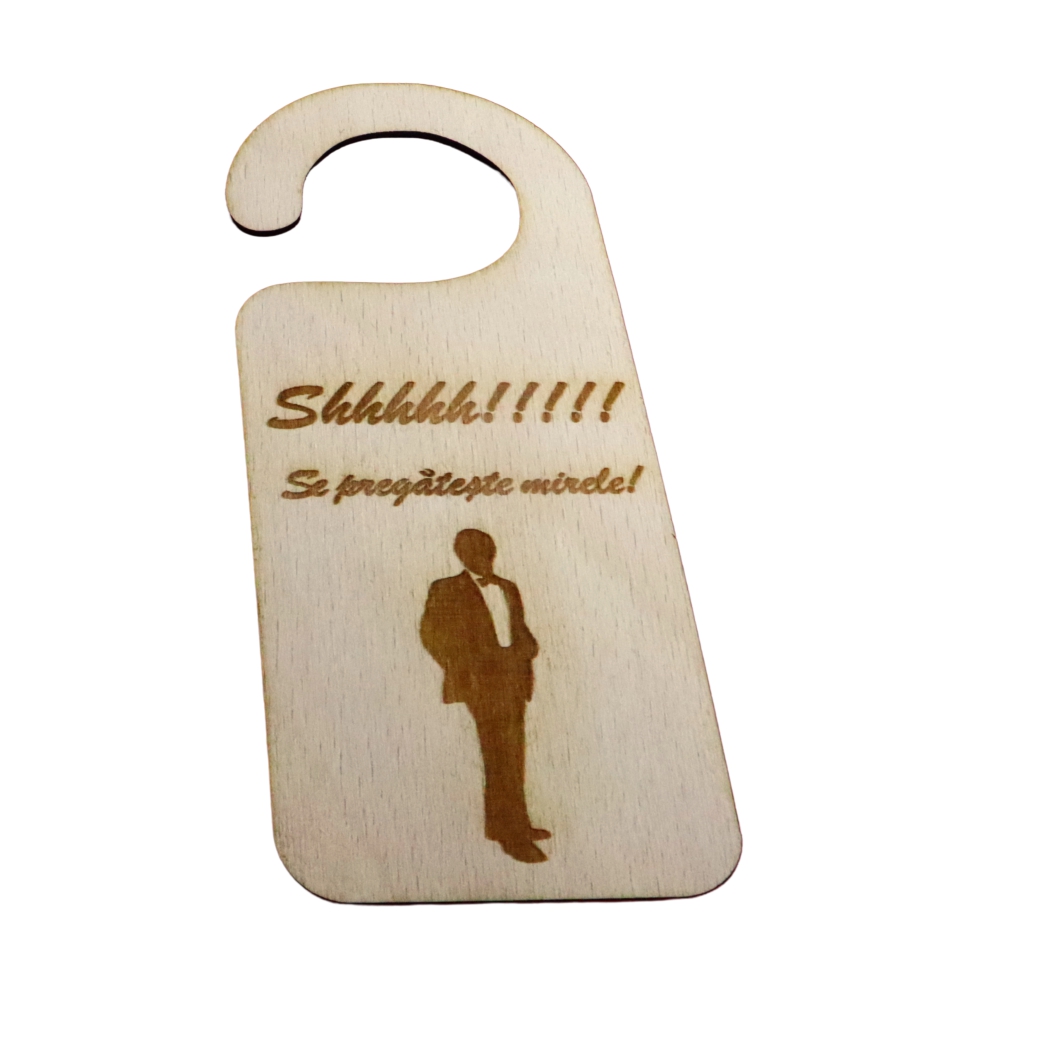 PUSHH012. Placuta Usa Mire, Nunta, Lemn Natur, 15x6cm, PUSHH012 - imagine 2