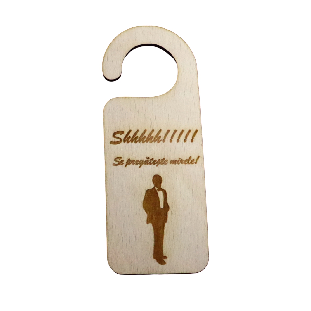 PUSHH012 Placuta Usa Mire, Nunta, Lemn Natur, 15x6cm, PUSHH012 - imagine 5