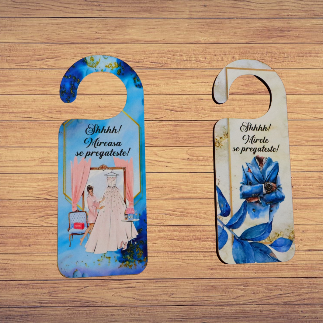 PUSHH015.... Set Placute Usa Miri, Nunta, Albastru, 15x6cm, PUSHH015 - imagine 3