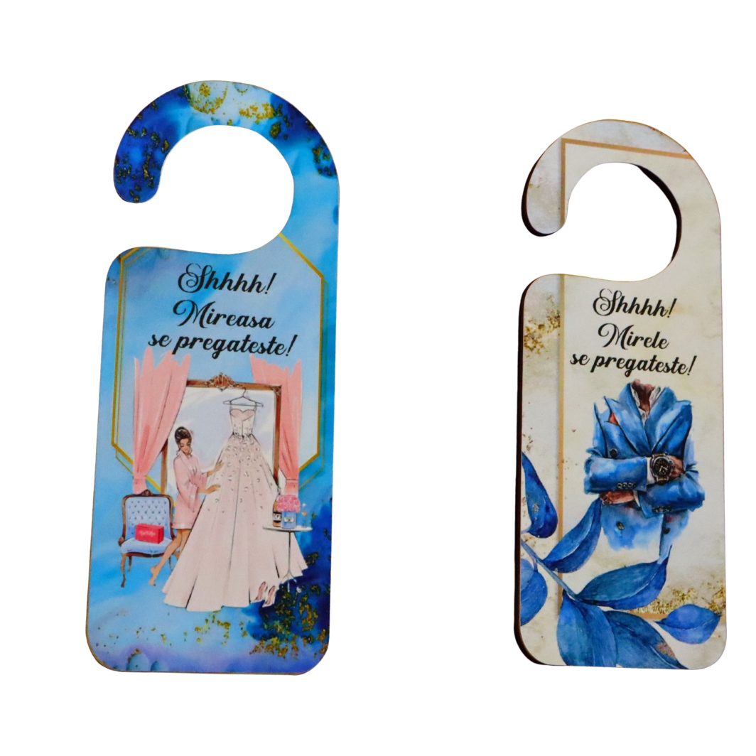 PUSHH015... Set Placute Usa Miri, Nunta, Albastru, 15x6cm, PUSHH015 - imagine 4