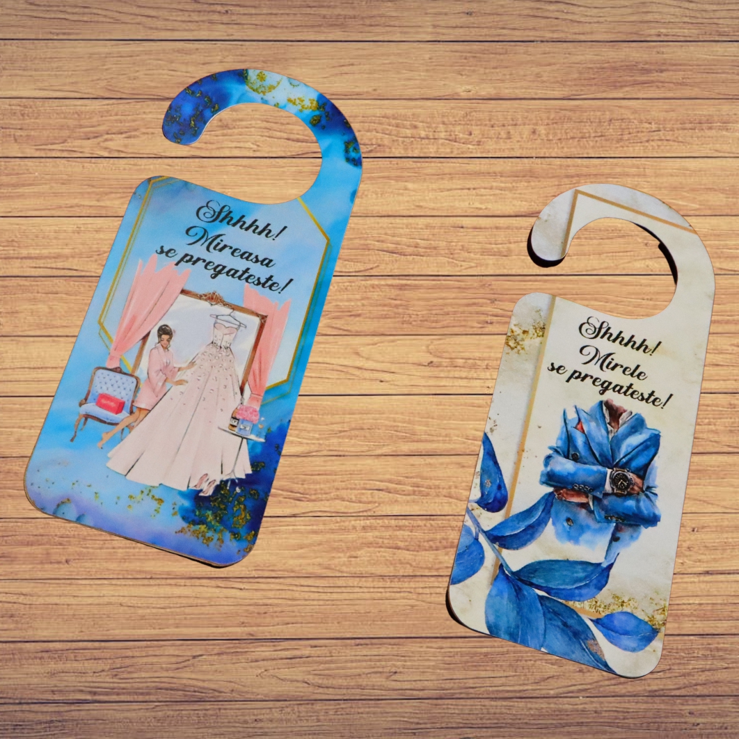 PUSHH015.. Set Placute Usa Miri, Nunta, Albastru, 15x6cm, PUSHH015 - imagine 5