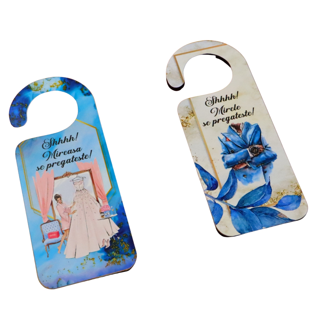 PUSHH015. Set Placute Usa Miri, Nunta, Albastru, 15x6cm, PUSHH015 - imagine 2