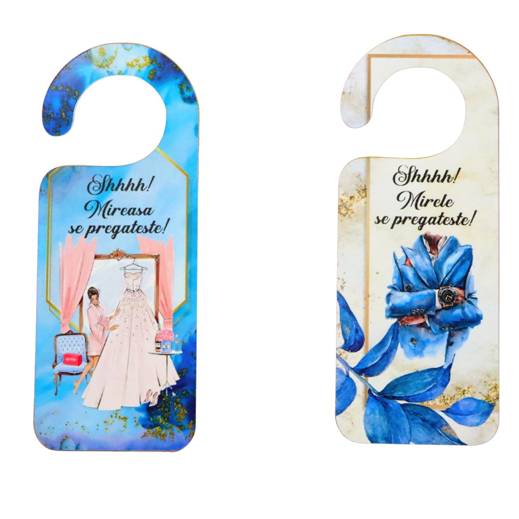 PUSHH015 Set Placute Usa Miri, Nunta, Albastru, 15x6cm, PUSHH015 - imagine 1