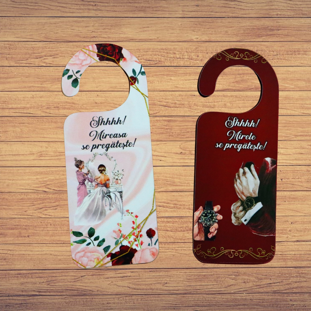 PUSHH022.... Set Placute Usa Miri, Nunta, Rosu, 15x6cm, PUSHH022 - imagine 2