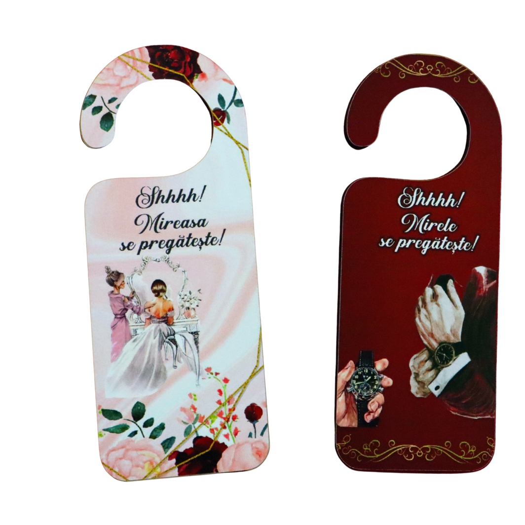 PUSHH022... Set Placute Usa Miri, Nunta, Rosu, 15x6cm, PUSHH022 - imagine 5