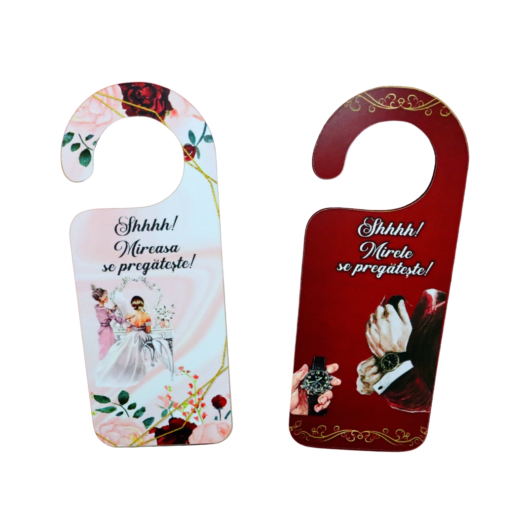 PUSHH022. Set Placute Usa Miri, Nunta, Rosu, 15x6cm, PUSHH022 - imagine 3