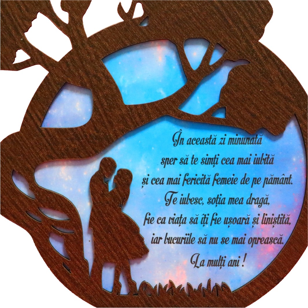 DCA016... Suport Licheni, Copac, Indragostiti, Sotie, Lemn, Wenge, 22x23cm, DCA016 - imagine 3