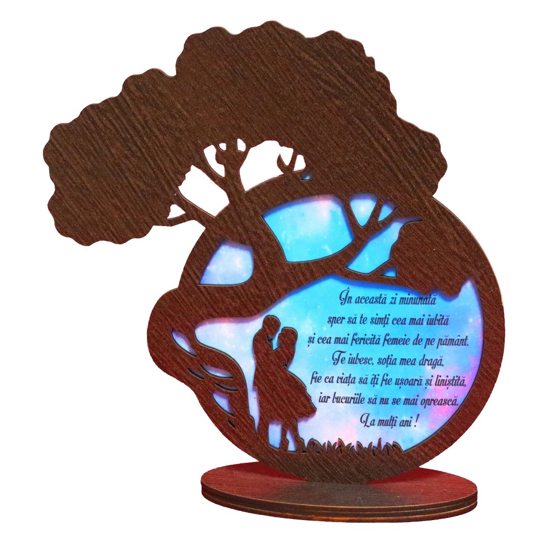 DCA016 Suport Licheni, Copac, Indragostiti, Sotie, Lemn, Wenge, 22x23cm, DCA016 - imagine 1