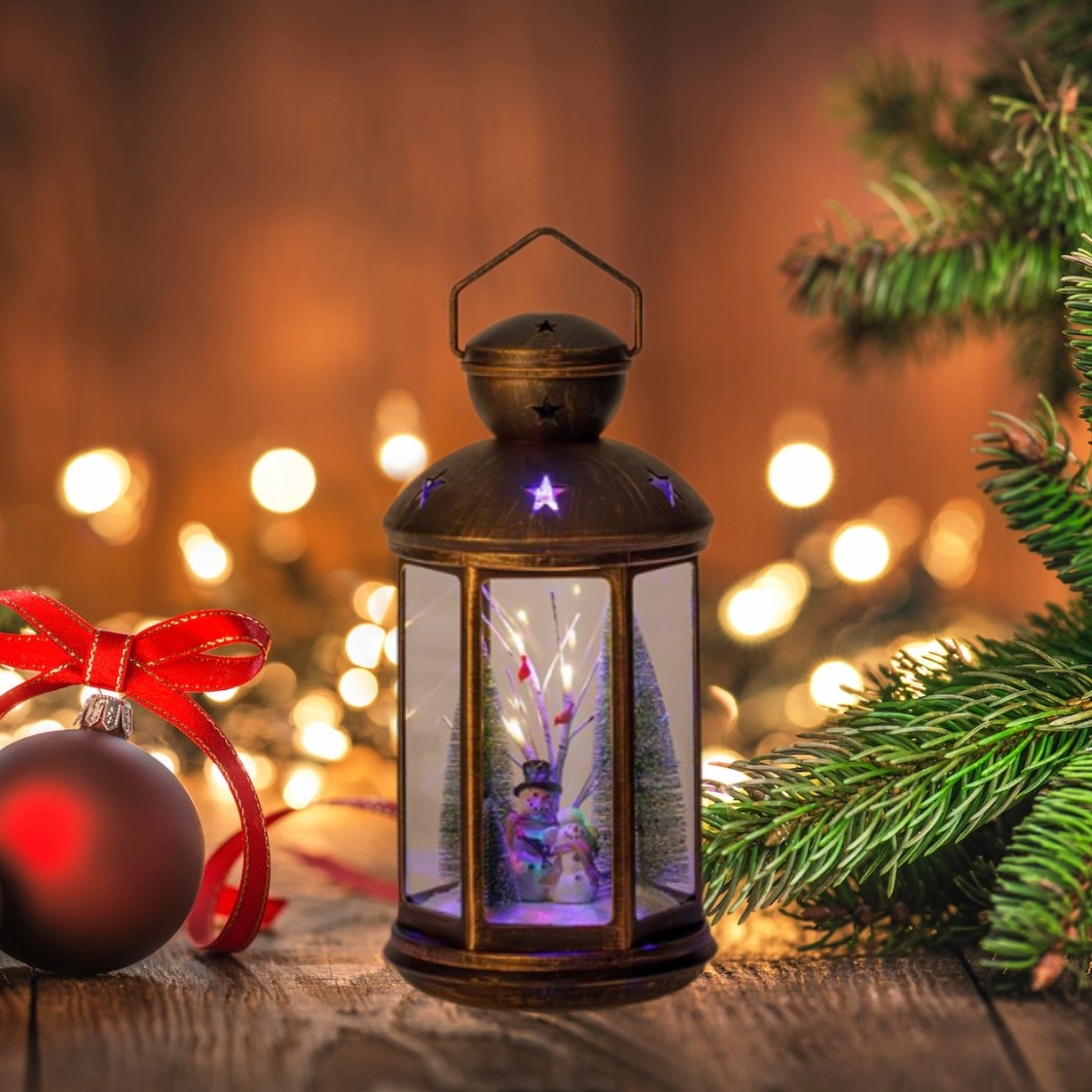 DCJ056.... Decoratiune de Craciun, Felinar, Om de Zapada, Bronz, 42 Leduri, DCJ056 - imagine 5