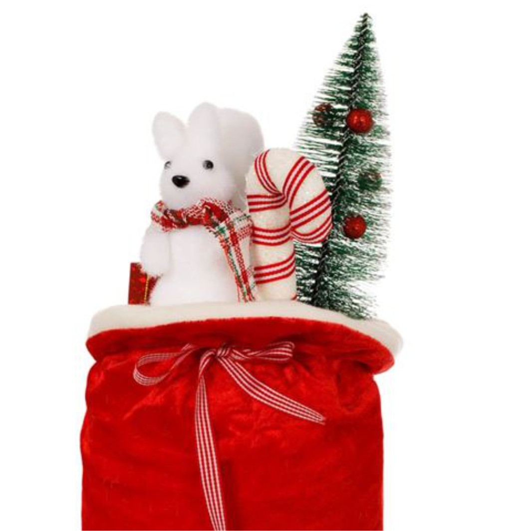 DCJ058.. Decoratiune de Craciun, Saculet, cu Veverita & Brazi,15x35cm, DCJ058 - imagine 3