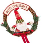 Decoratiune de Craciun, Coroana, Lemn, Mos Craciun, 20cm, DCJ090 - imagine 2