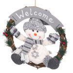 Decoratiune de Craciun, Coronita, Lemn, Om de Zapada, Gri, 30cm, DCJ095 - imagine 3