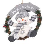 Decoratiune de Craciun, Coronita, Lemn, Om de Zapada, Gri, 30cm, DCJ095 - imagine 4