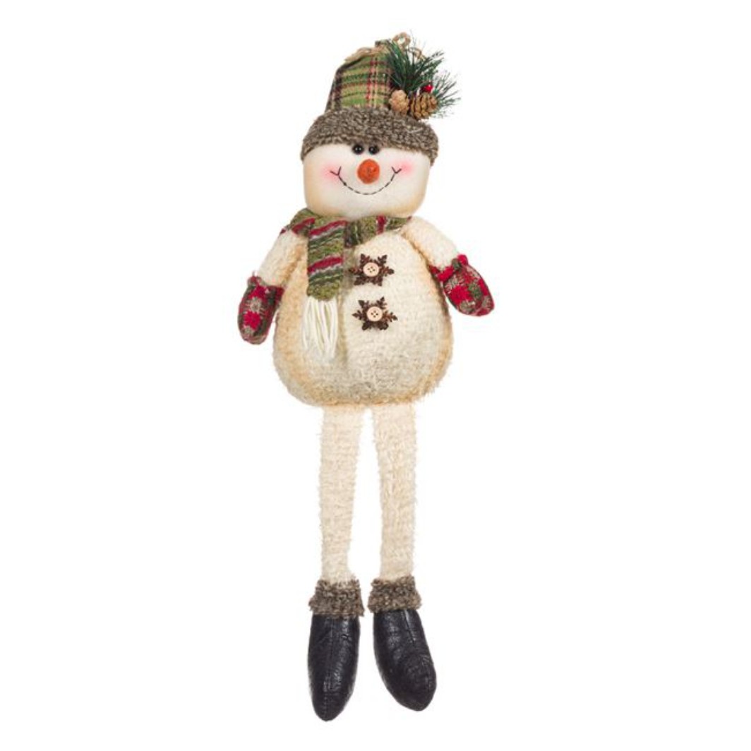 DCJ174 Decoratiune de Craciun, Figurina, Om de Zapada, Ecru, Caciula, cu Carouri, 32cm, DCJ174 - imagine 1