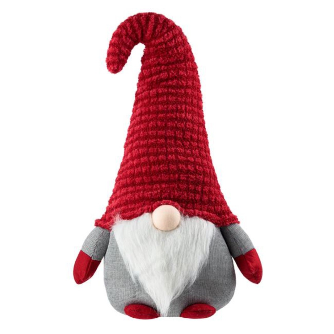 DCJ192 Decoratiune de Craciun, Figurina, Mos Craciun, Gnome, Gri, cu Caciula, Rosie, 80cm,DCJ192 - imagine 1