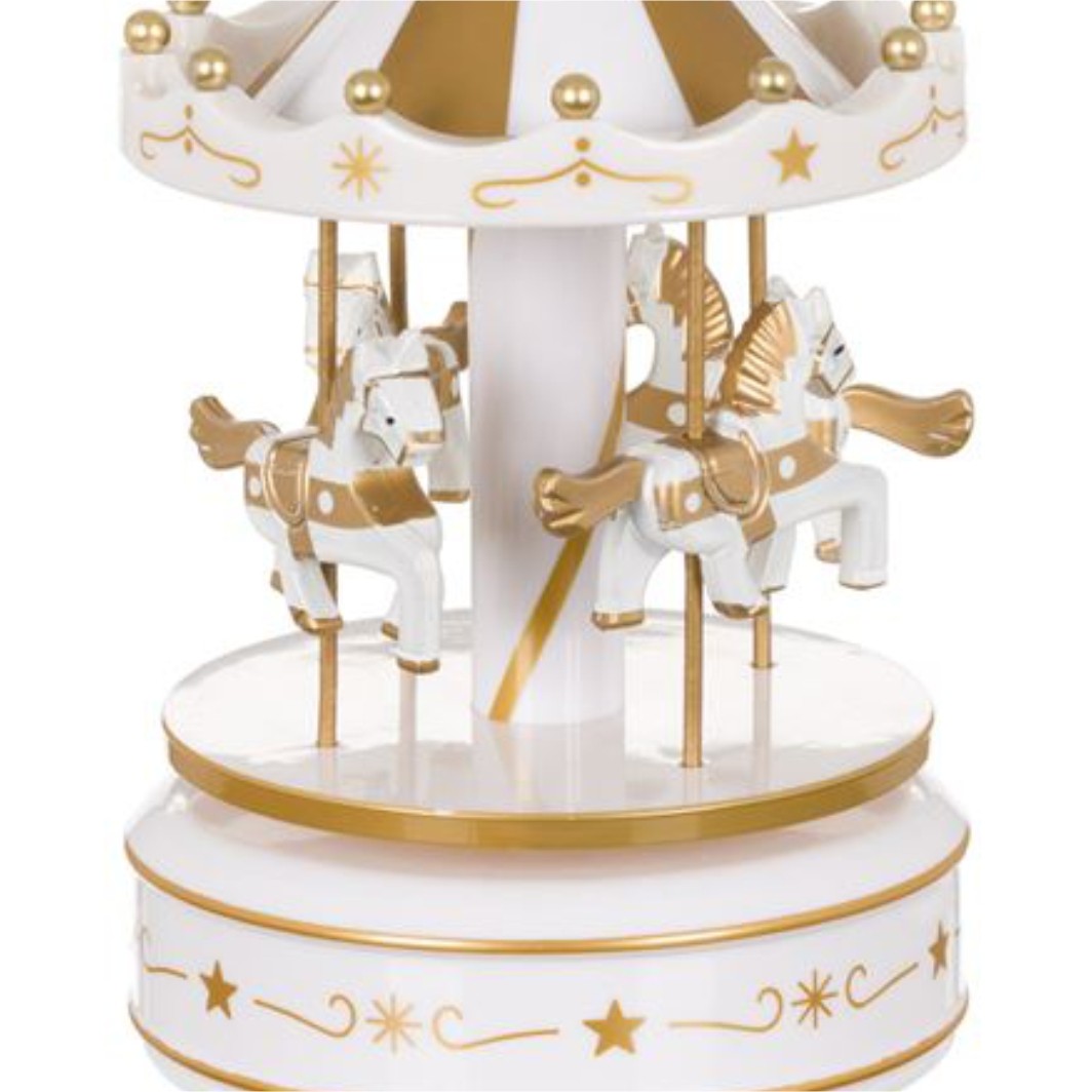 DCJ236.. Decoratiune de Craciun, Carusel, Muzical, Alb,18cm, DCJ236 - imagine 3