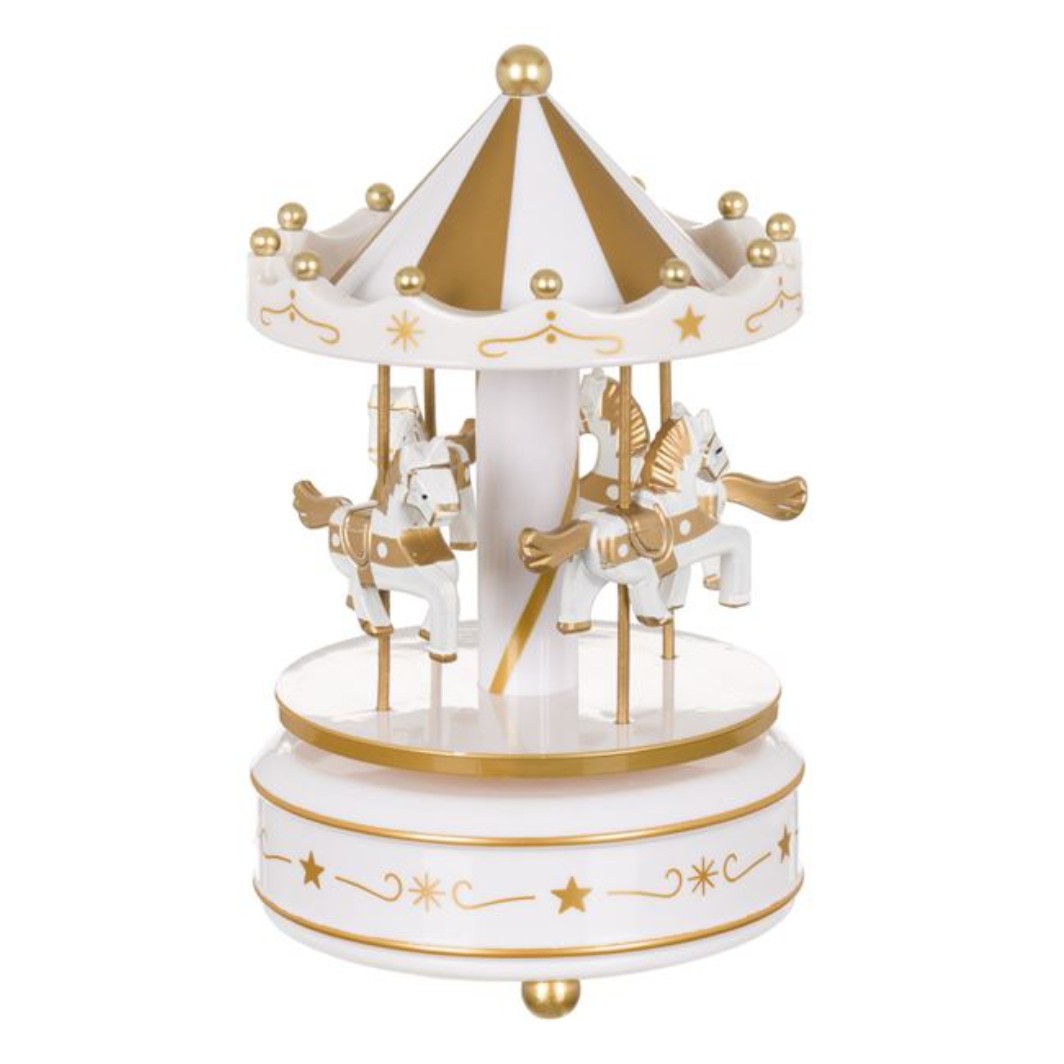 DCJ236 Decoratiune de Craciun, Carusel, Muzical, Alb,18cm, DCJ236 - imagine 1