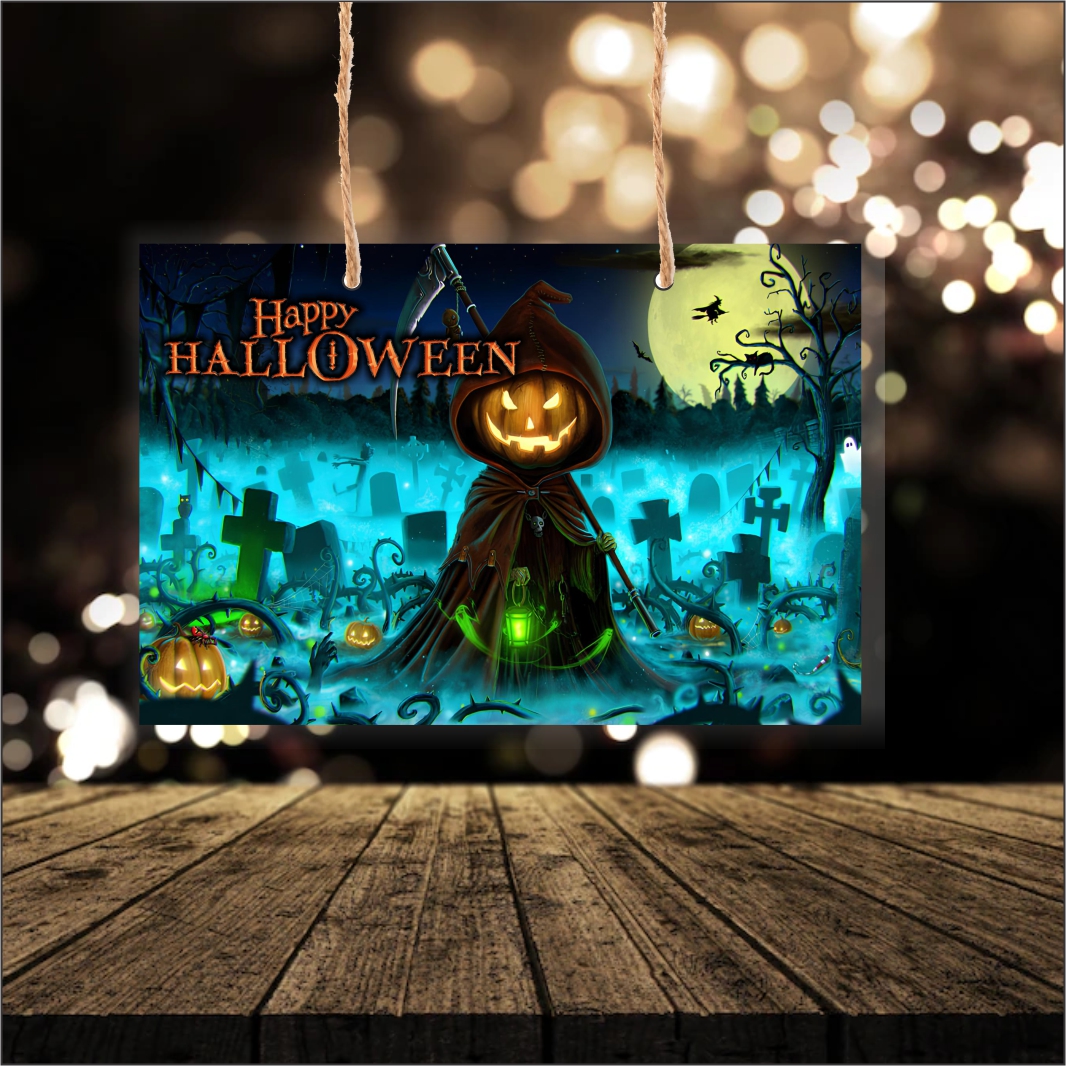 DH036.... Decoratiune de Halloween, Lemn, Multicolor, 41x29cm, DH036 - imagine 3