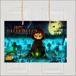 Decoratiune de Halloween, Lemn, Multicolor, 41x29cm, DH036 - imagine 2