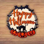 Decoratiune de Halloween, Lemn, Portocaliu, 28x28 cm, DH038 - imagine 4