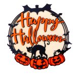 Decoratiune de Halloween, Lemn, Portocaliu, 28x28 cm, DH038