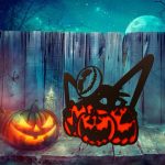 Decoratiune de Halloween, Lemn, Portocaliu, 30x24 cm, DH039 - imagine 3