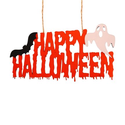 Decoratiune de Halloween, Lemn, Portocaliu, 40x20 cm, DH041