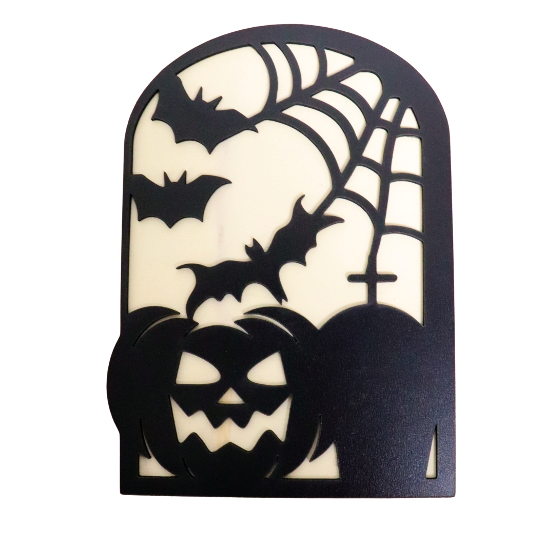DH044 Decoratiune de Halloween, Lemn, Negru, 30x22 cm, DH044 - imagine 1