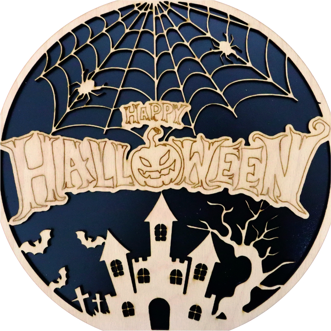 DH049.... Decoratiune de Halloween, Lemn, Negru, 30x30 cm, DH049 - imagine 4