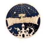 Decoratiune de Halloween, Lemn, Negru, 30x30 cm, DH049