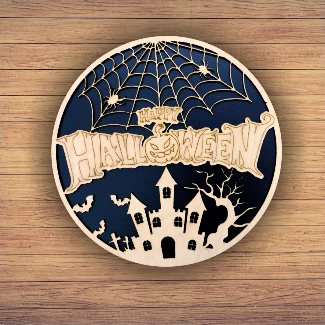 DH049. Decoratiune de Halloween, Lemn, Negru, 30x30 cm, DH049 - imagine 5