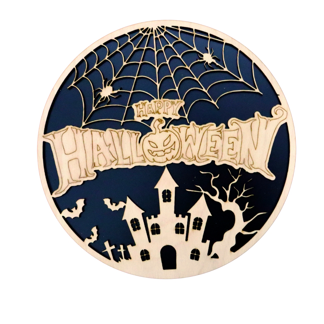 DH049 Decoratiune de Halloween, Lemn, Negru, 30x30 cm, DH049 - imagine 1